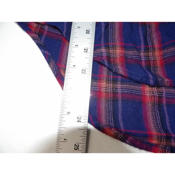 Cloth & Stone Small Plaid Button Up Shirt Anthro Blue Red Western Country - Picture 6 of 9